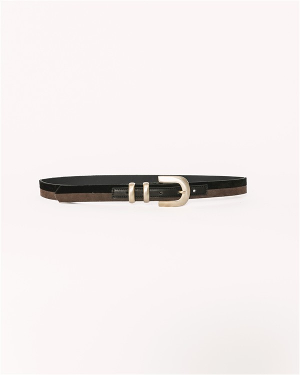 SALT AND PEPPER PENNY GOLD BLACK LEATHER